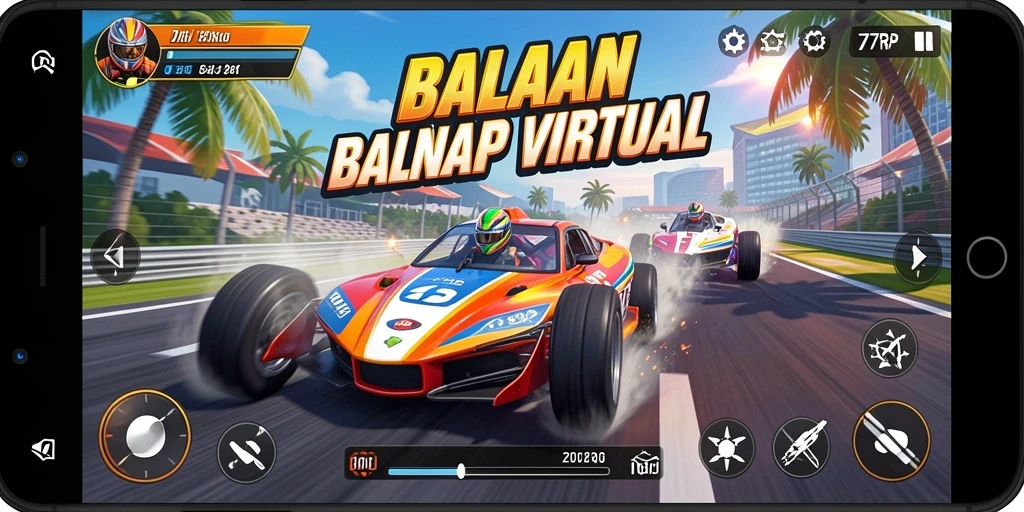 Tampilan gameplay balapan yang mendebarkan di 77RP.