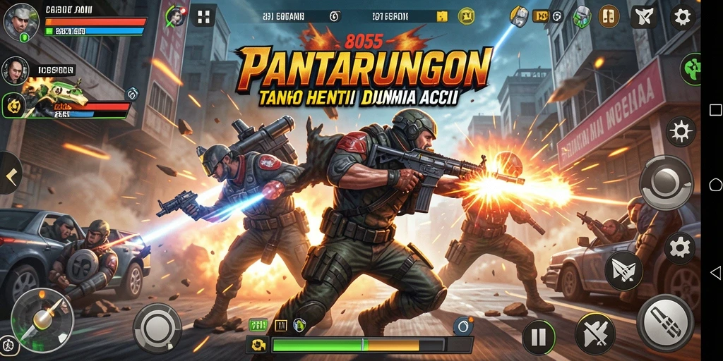 Tampilan aksi seru dalam gameplay 8055 yang menegangkan.