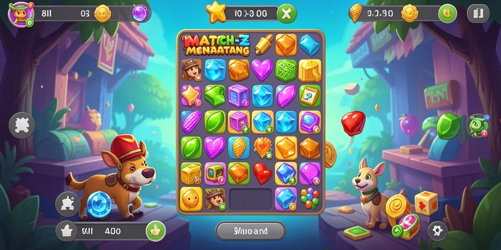 Screenshot gameplay 8II menampilkan aksi mencocokkan permata yang seru.