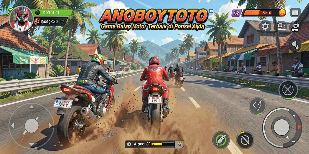 Screenshot ANOBOYTOTO menampilkan aksi balap motor yang mendebarkan.