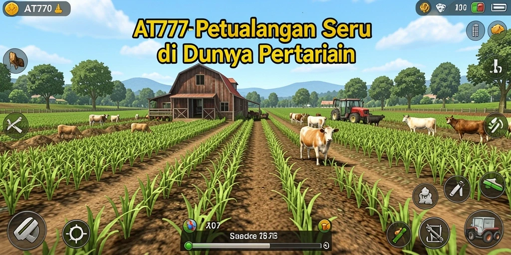 Tampilan gameplay seru AT777 dengan aktivitas pertanian yang menyenangkan.