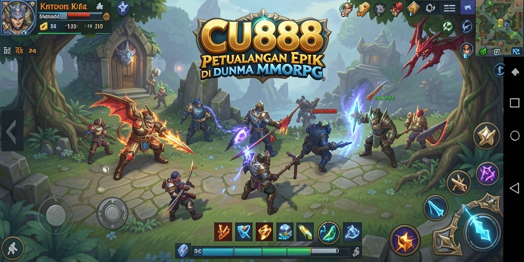 Tampilan gameplay epik dalam dunia petualangan MMORPG.