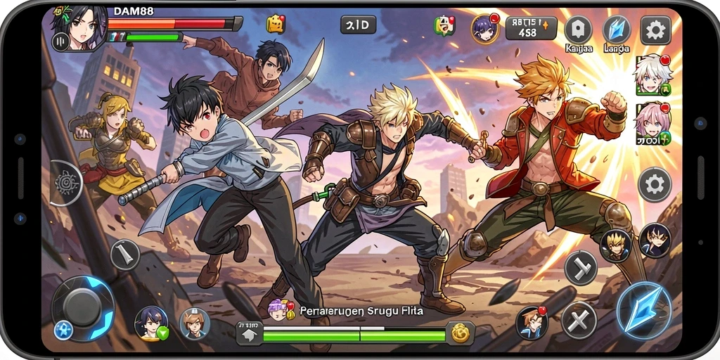 Screenshot utama DAM88 menampilkan pertarungan karakter Anime yang epik.