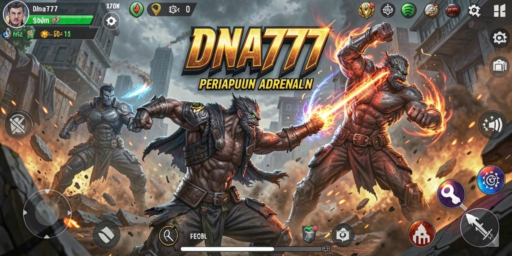 Screenshot menampilkan pertarungan seru dalam gameplay DNA777.