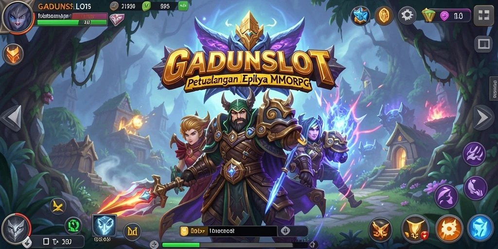 Tampilan gameplay GADUNSLOT menampilkan pertarungan seru di dunia MMORPG.