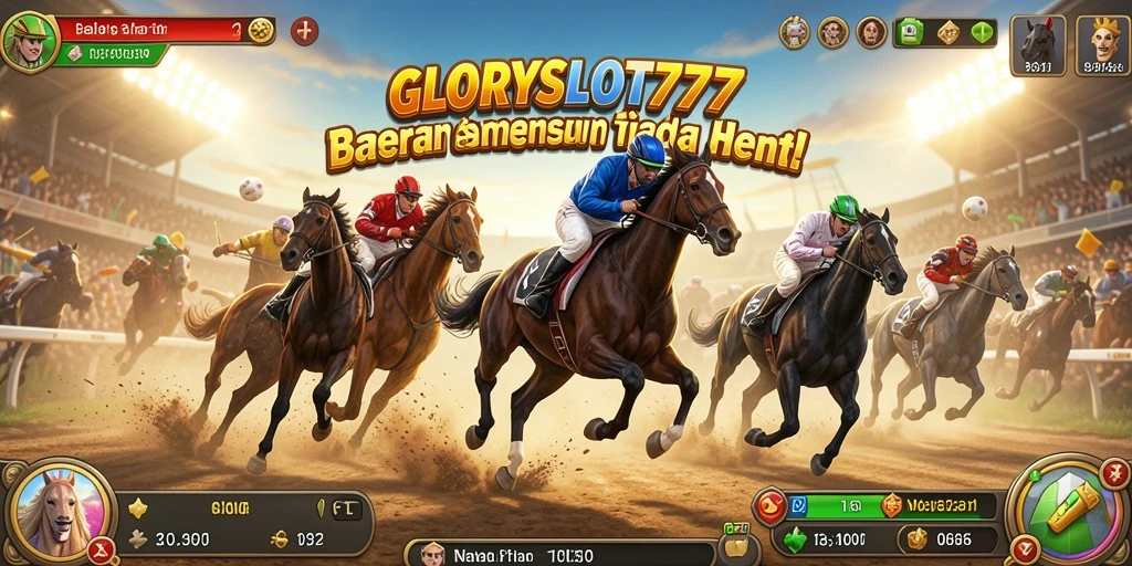 Screenshot utama GLORYSLOT777 menampilkan aksi balapan yang mendebarkan.