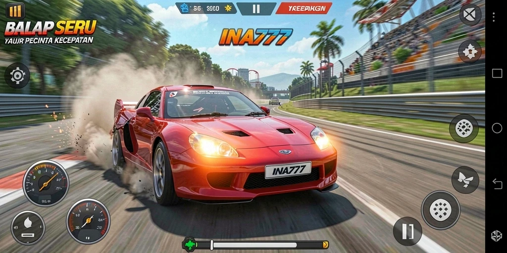 Tampilan gameplay balap yang seru dan menegangkan.