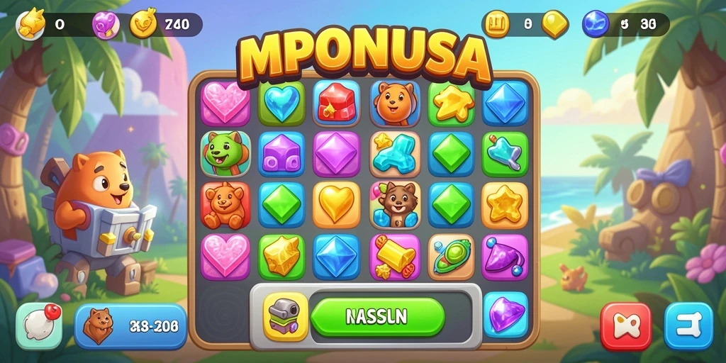 Gameplay MPONUSA yang menawan dan penuh warna dalam aksi.