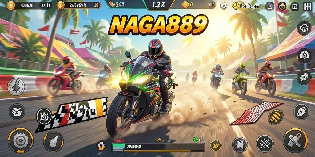 Tampilan mendebarkan dari gameplay NAGA889 yang penuh aksi balapan motor.