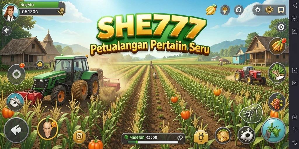 Tampilan gameplay SHE777 dengan berbagai aktivitas pertanian yang menarik.