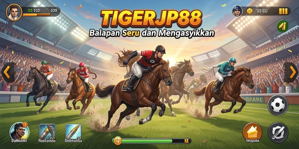 Screenshot utama TIGERJP88 menampilkan aksi balap yang mendebarkan.