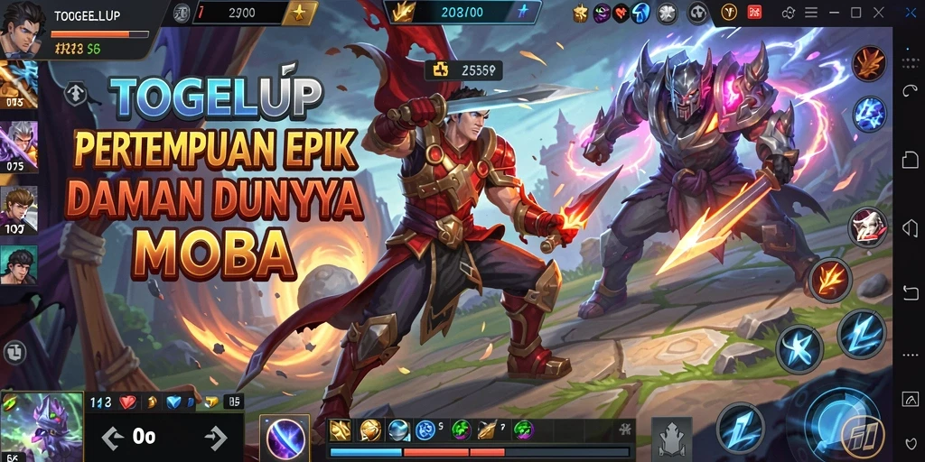 Tampilan gameplay TOGELUP yang menegangkan dan menarik di arena pertempuran MOBA.