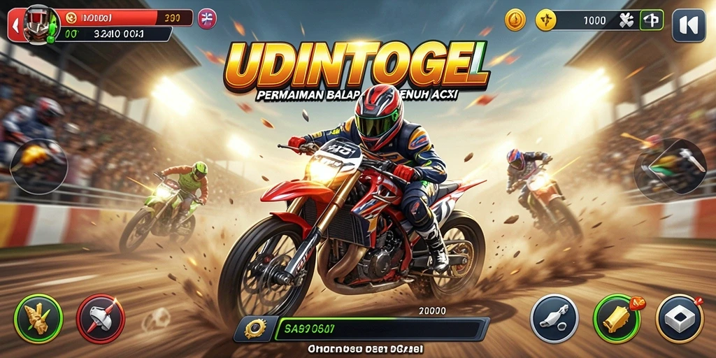 Gameplay balap seru di UDINTOGEL dengan grafis yang memukau.