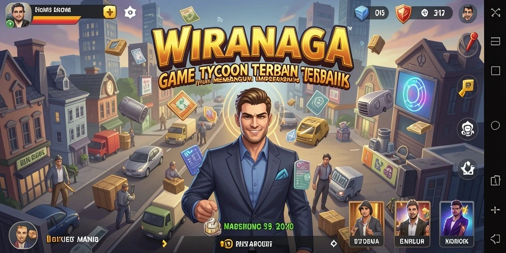 Tampilan gameplay menarik dari WIRANAGA yang menantang pemain untuk mengelola bisnis.
