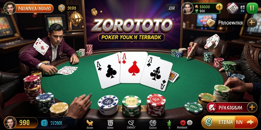 Tangkapan layar ZOROTOTO menampilkan aksi intens permainan Poker.